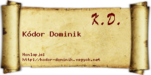 Kódor Dominik névjegykártya